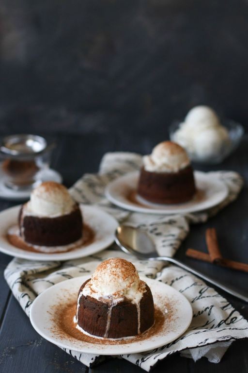 Spiced Chai Volcano Cake with Vanilla Bean Ice Cream