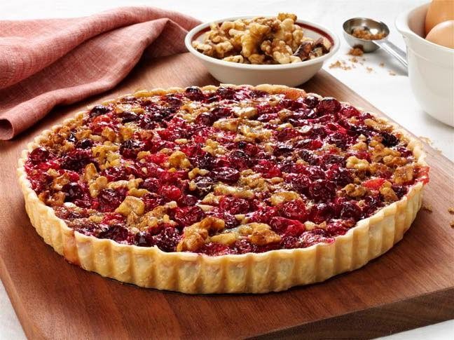 Spiced Cranberry Walnut Pie with Brown Sugar Glaze