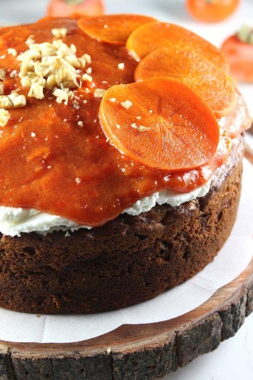 Spiced Persimmon Walnut Cake