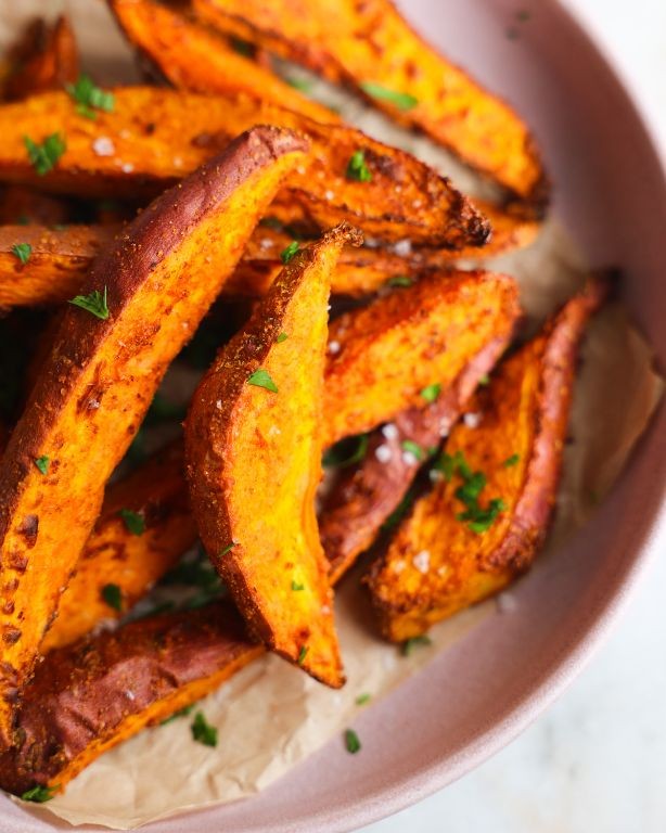 Spicy Air Fryer Sweet Potato Wedges