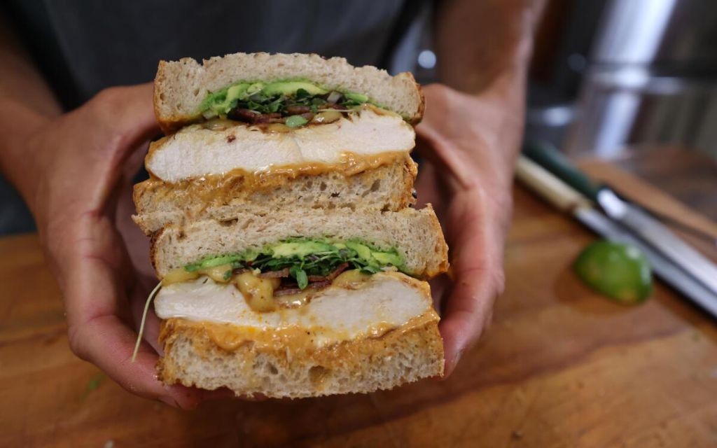 Spicy Avocado Shredded Chicken Sandwich