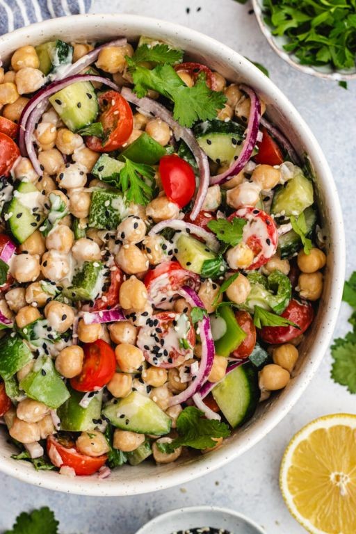 Spicy Barley Salad with Chickpeas and Tahini