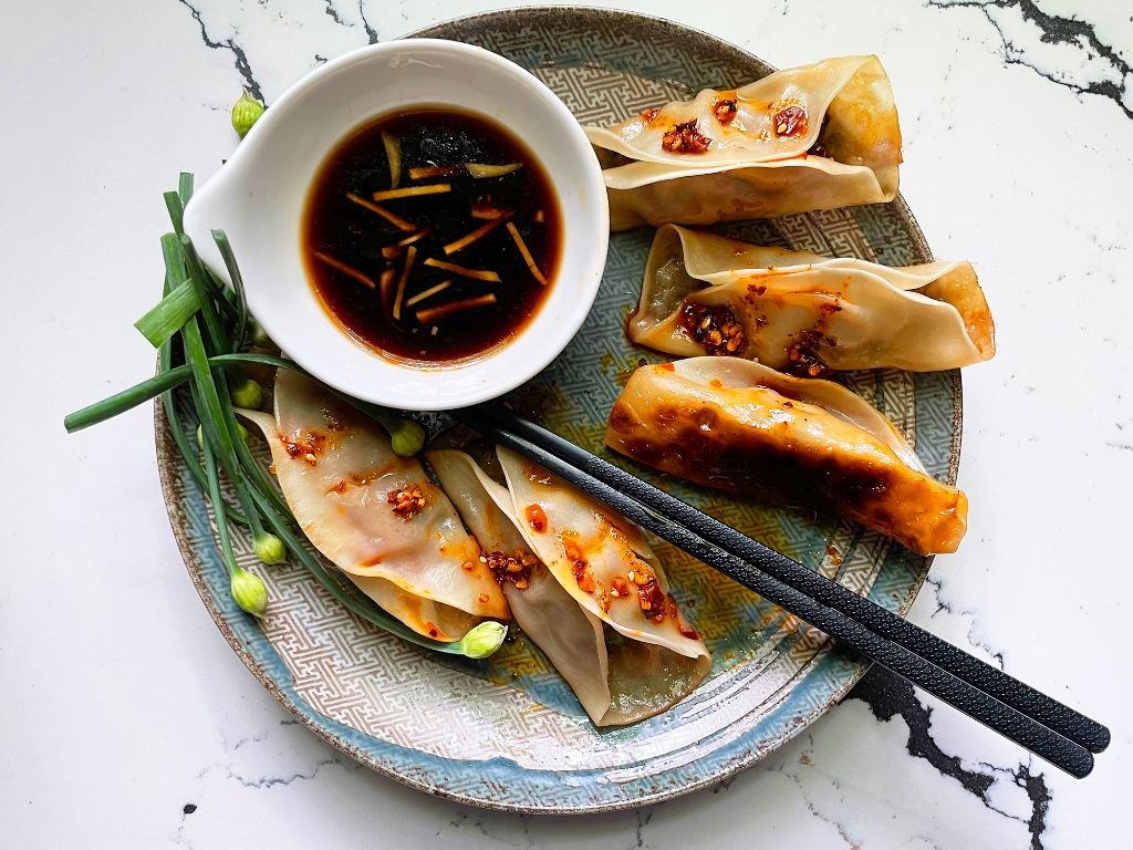Spicy Beef Potstickers with Green Onion