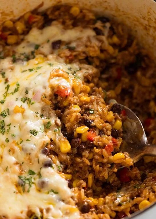 Spicy Beef and Rice Casserole