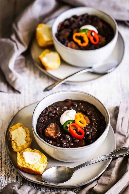 Spicy Black Bean Soup with Andouille Sausage