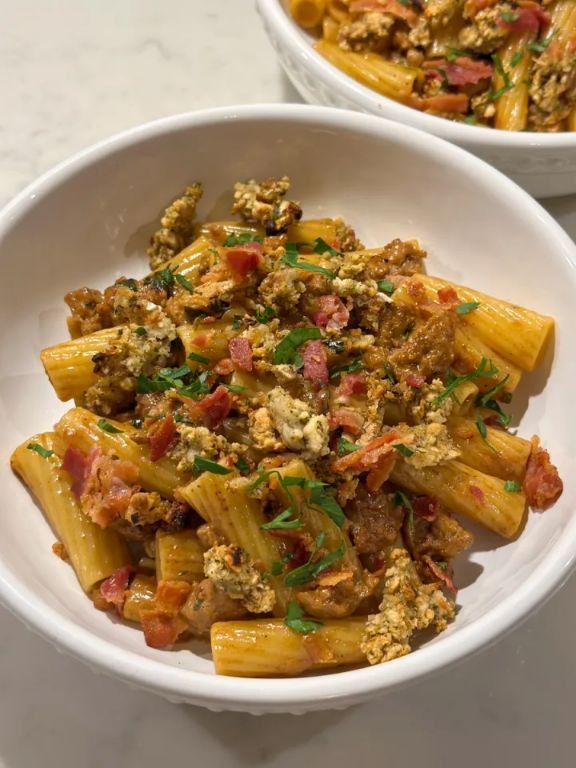 Spicy Brie and Sausage Penne