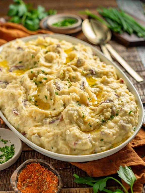 Spicy Cajun Mashed Potatoes with Garlic Butter