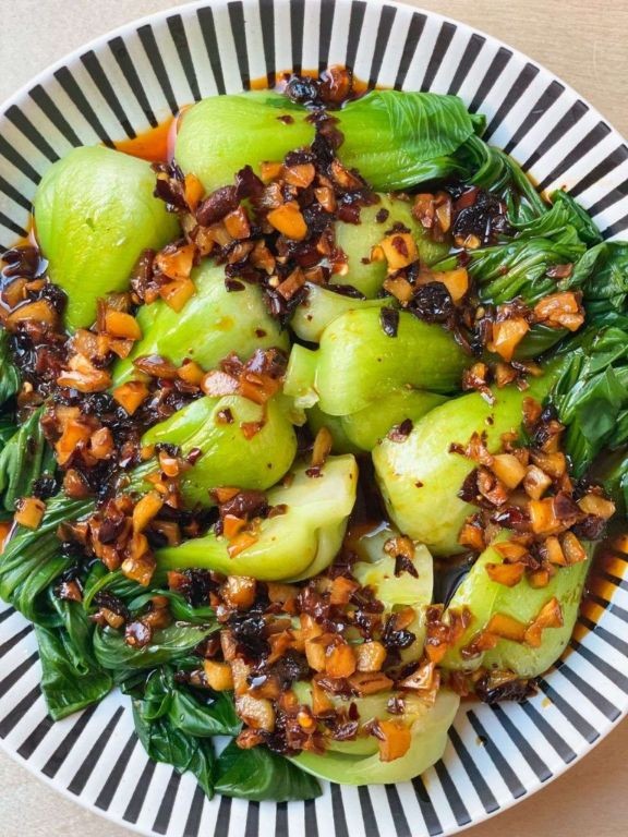 Spicy Chili Oil Steamed Bok Choy