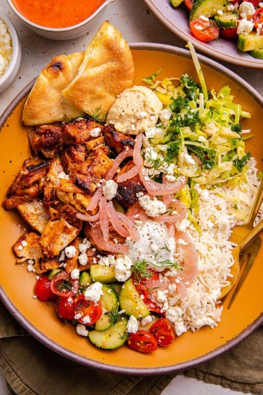 Spicy Harissa Chicken Hummus Bowl