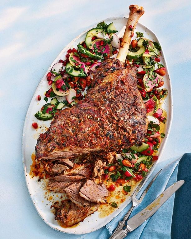 Spicy Harissa-Marinated Butterflied Leg of Lamb