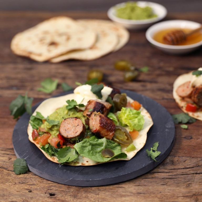 Spicy Jalapeño Sausage and Sauerkraut Tacos