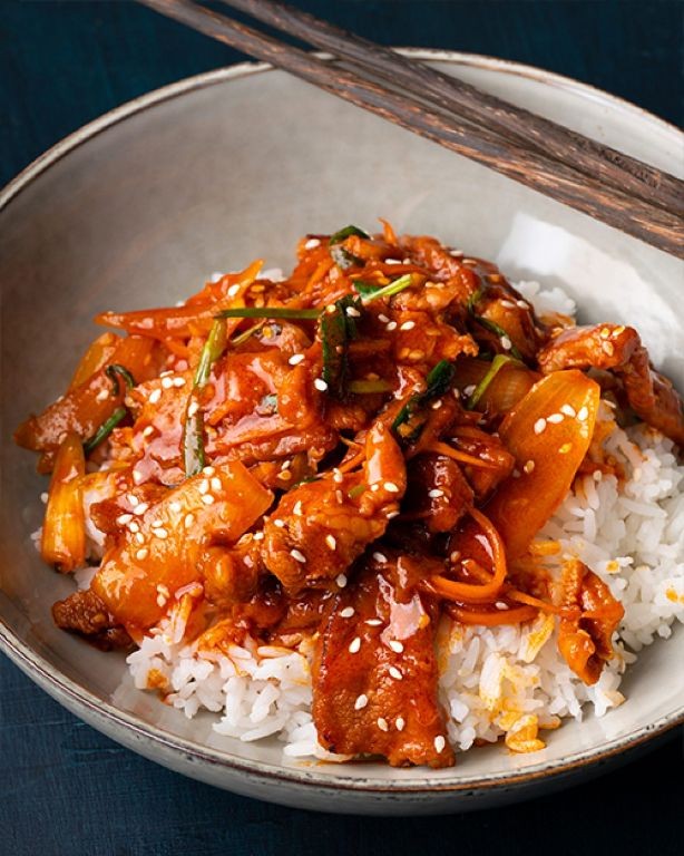 Spicy Korean Pork Cushion Stir-Fry