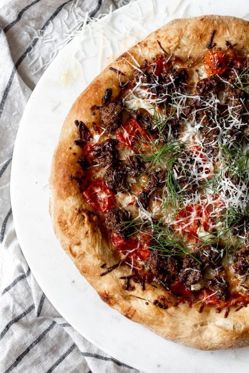 Spicy Lamb Sausage Pizza