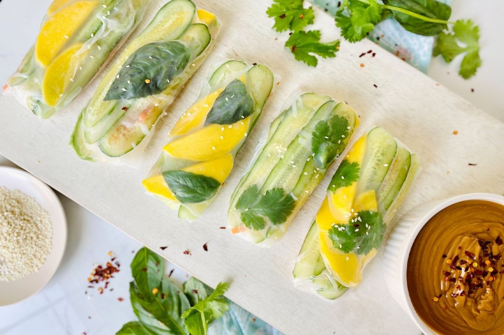 Spicy Mango and Cucumber Summer Rolls