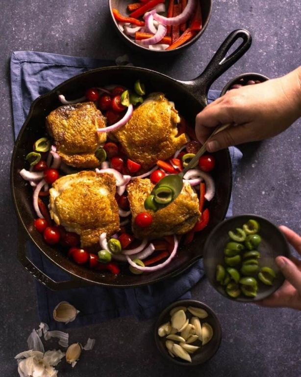 Spicy Marinara Chicken Skillet with Olives