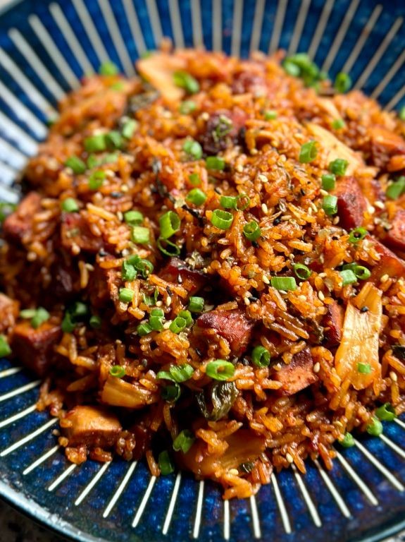 Spicy Mizuna and Kimchi Fried Rice