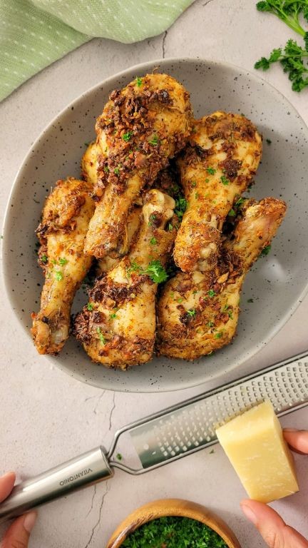 Spicy Parmesan Crusted Keto Chicken Legs