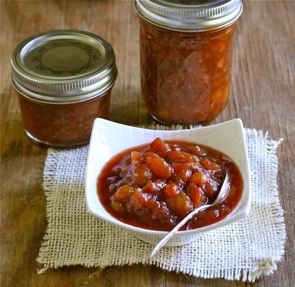 Spicy Rhubarb Chutney with Ginger