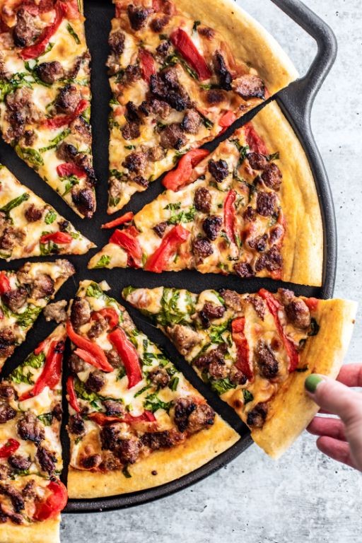 Spicy Sausage and Roasted Red Pepper Pizza