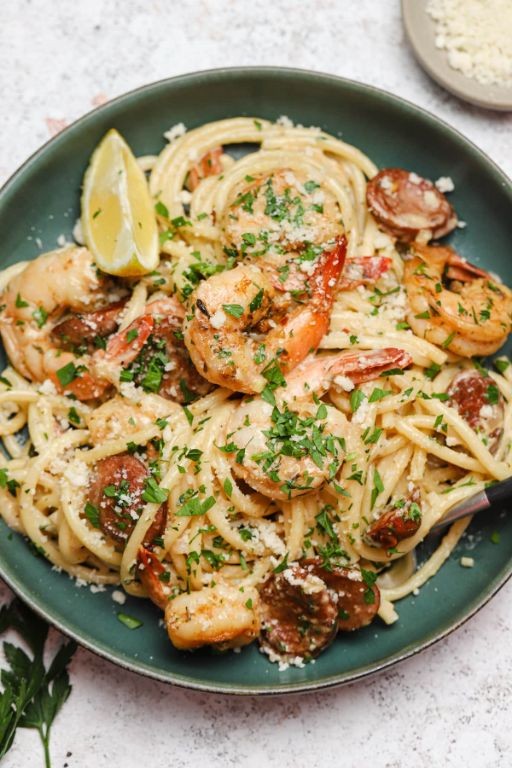 Spicy Shrimp Pasta with Andouille Sausage