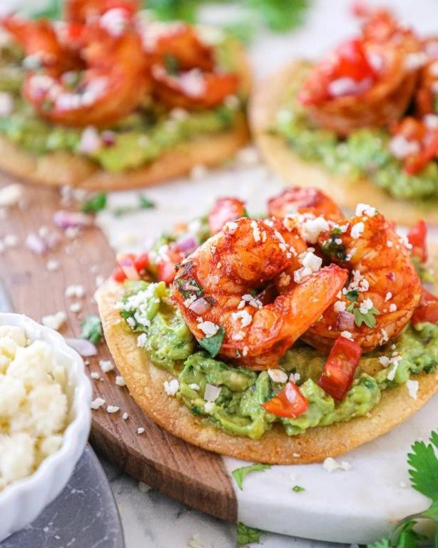 Spicy Shrimp and Avocado Tostadas
