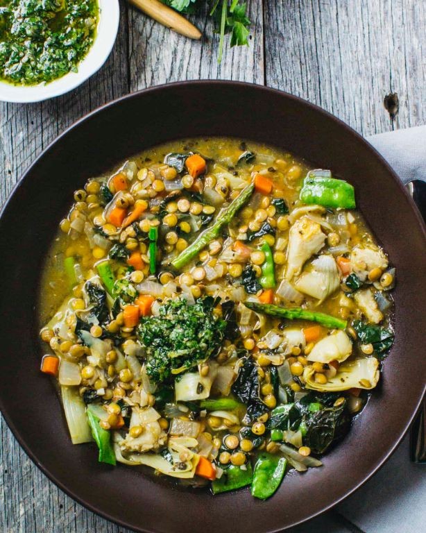 Spicy Vegan Artichoke and Lentil Stew