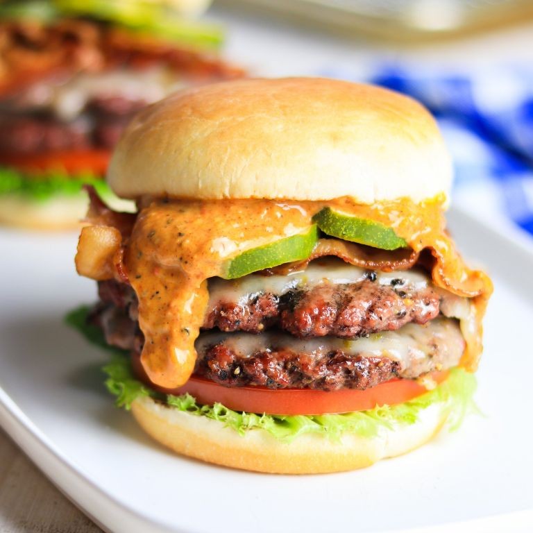 Spicy Western Burger with Sriracha Mayo