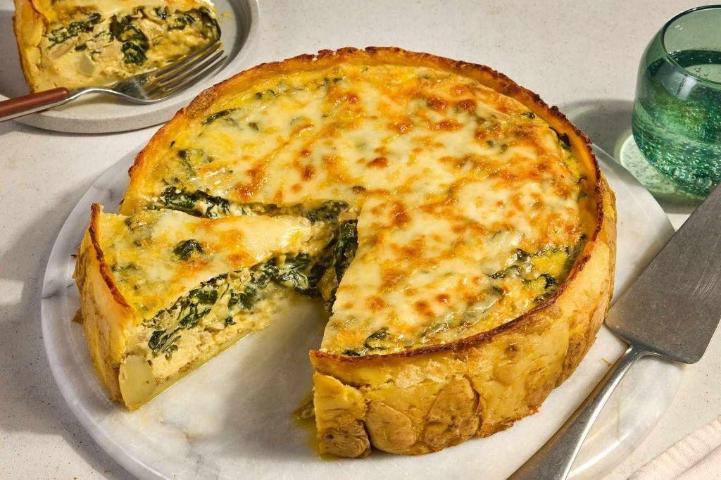 Spinach and Artichoke Quiche with a Crispy Crust