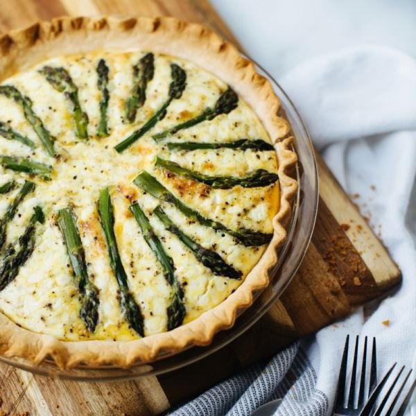 Spinach and Asparagus Quiche with Lemon Zest