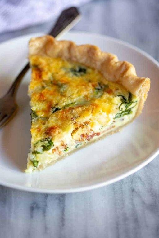 Spinach and Bacon Quiche with Cheddar