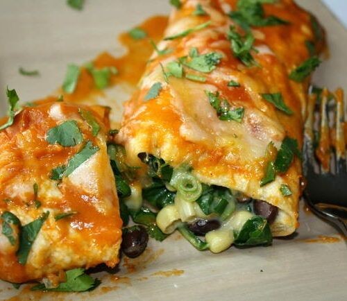 Spinach and Black Bean Enchiladas