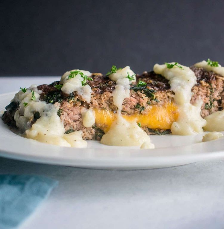 Spinach and Cheddar Stuffed Meatloaf