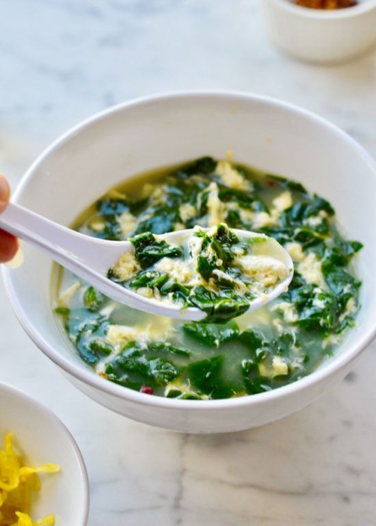 Spinach and Egg Drop Congee