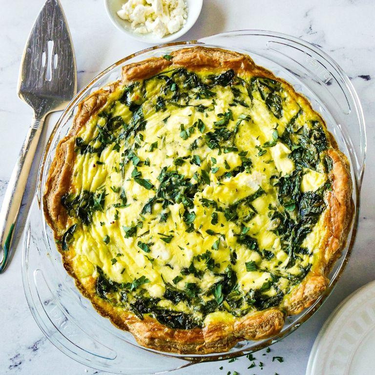 Spinach and Feta Quiche with a Flaky Crust