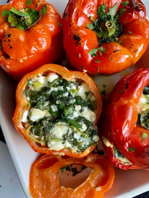 Spinach and Feta Stuffed Bell Peppers