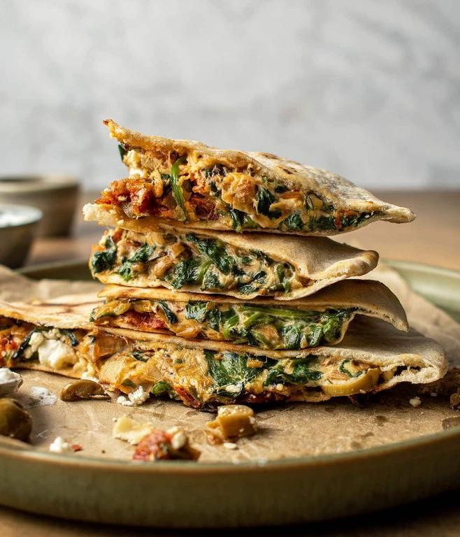 Spinach and Feta Stuffed Pita