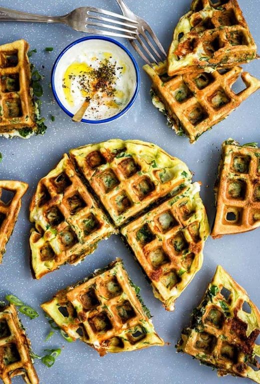 Spinach and Feta Stuffed Waffles