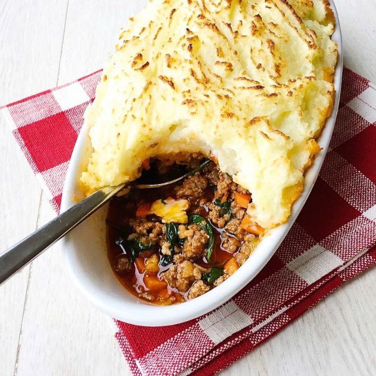 Spinach and Ground Beef Shepherd’s Pie