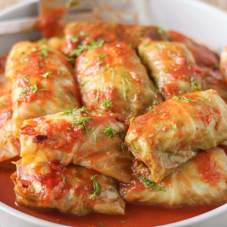Spinach and Ground Beef Stuffed Cabbage Rolls