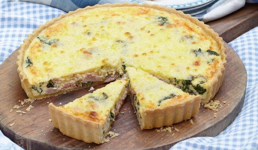 Spinach and Ham Quiche with Gruyere Cheese