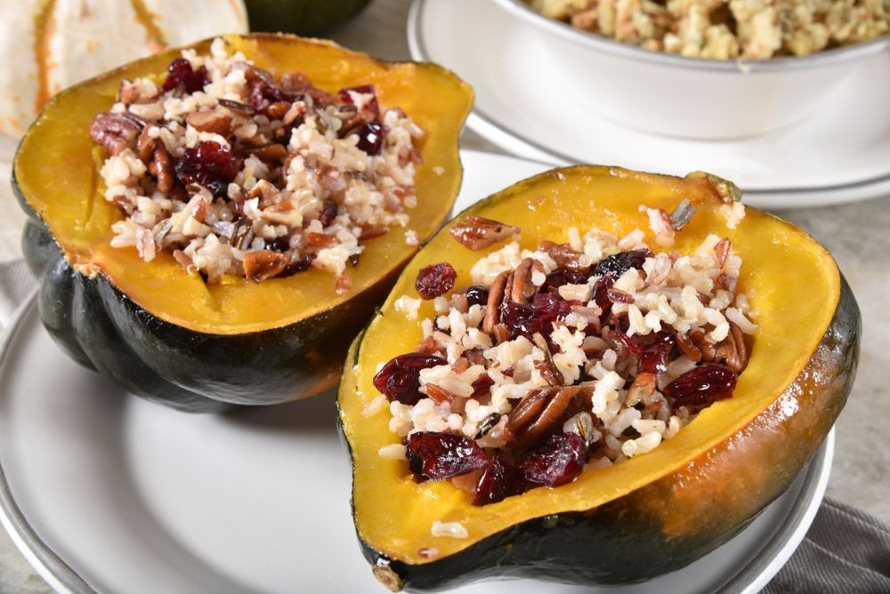 Spinach and Mushroom Stuffed Acorn Squash