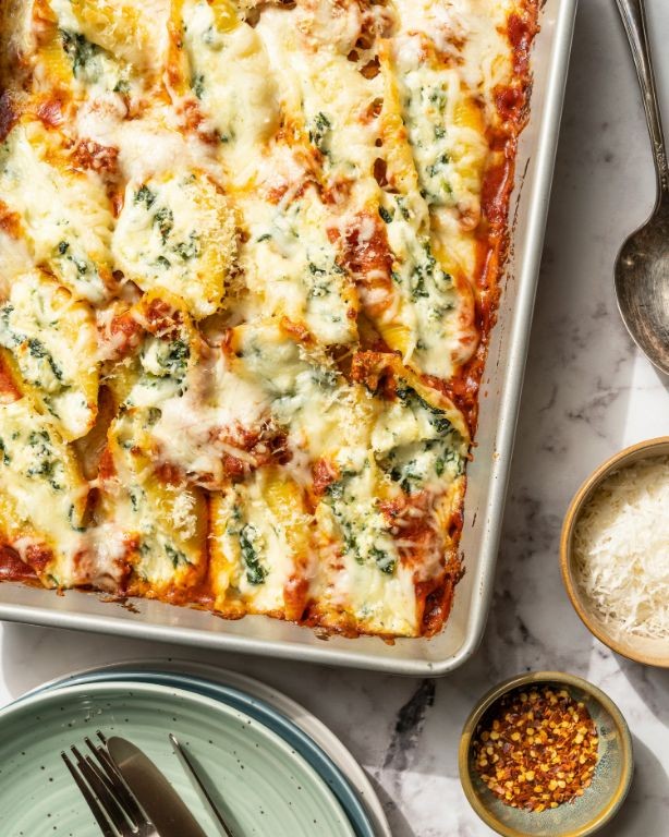 Spinach and Pecorino Romano Stuffed Shells