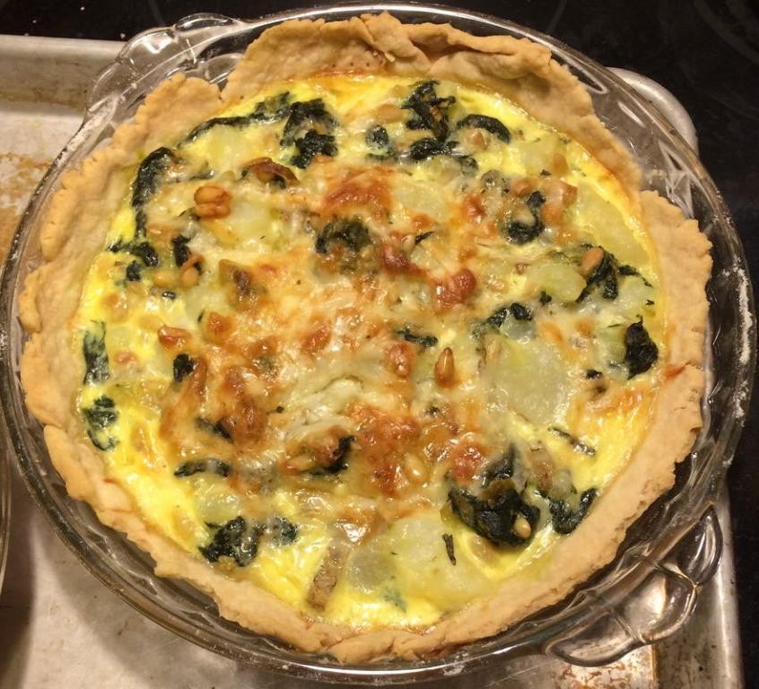 Spinach and Pesto Quiche with Pine Nuts