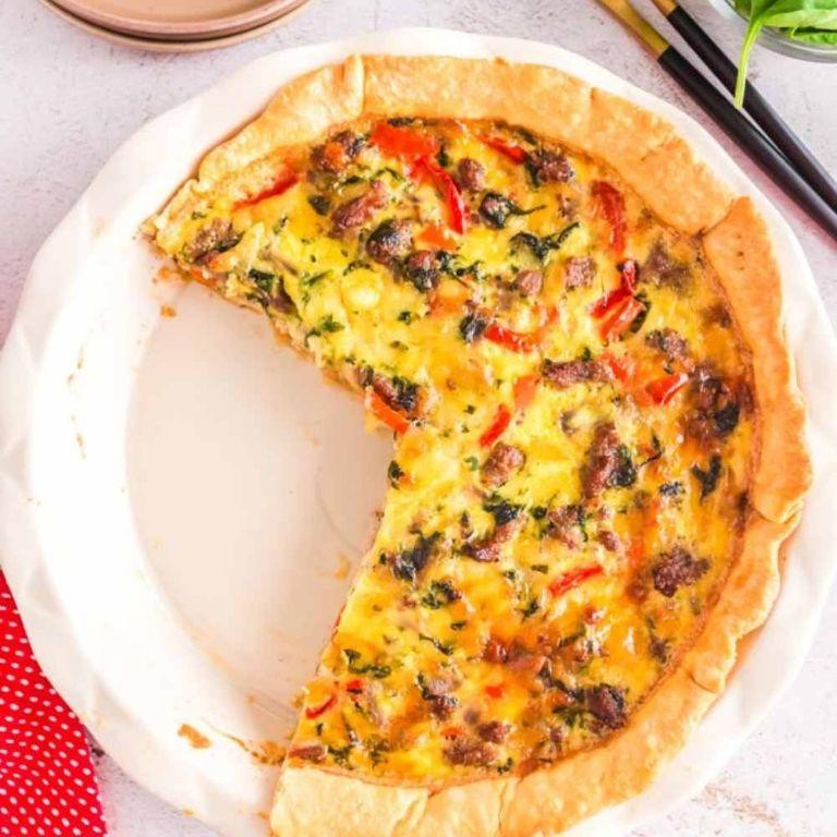 Spinach and Sausage Quiche with a Spicy Kick