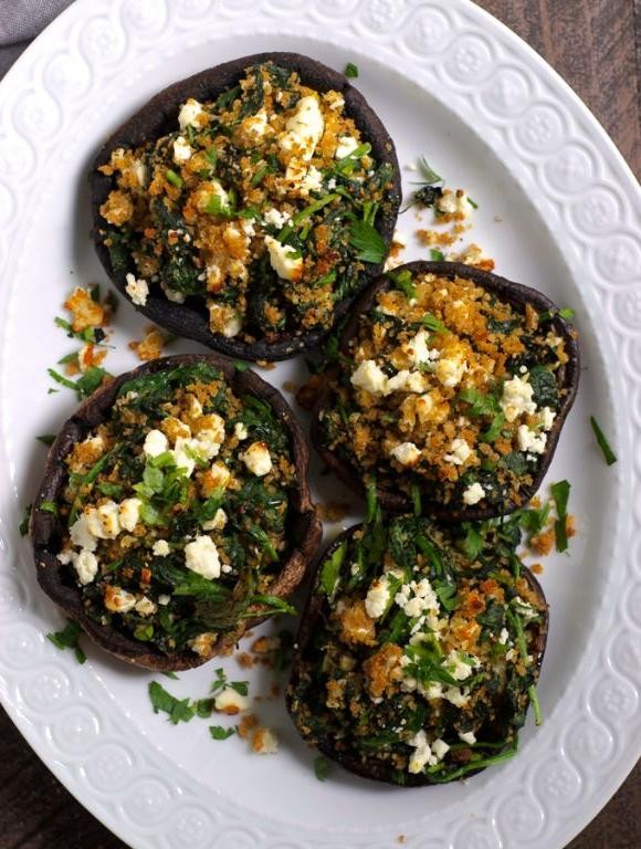 Spinach and feta stuffed mushrooms