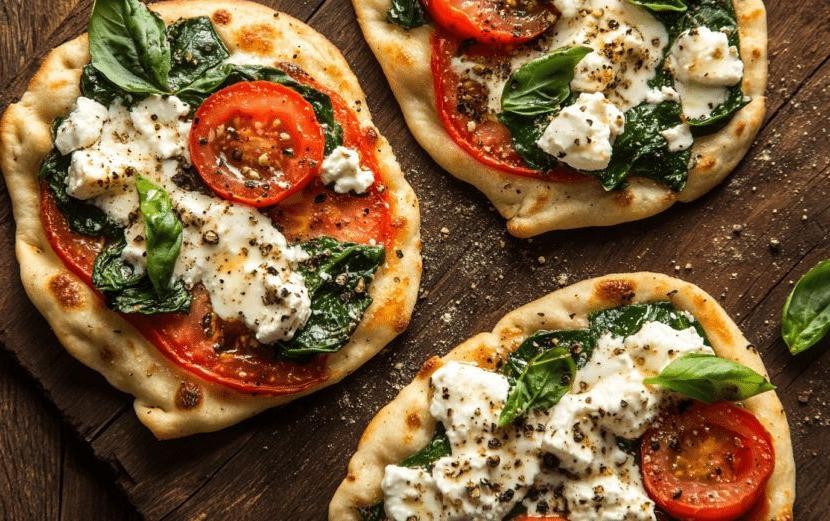 Spinach and feta stuffed whole wheat pita