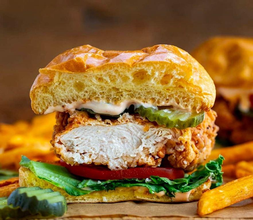 Sriracha Mayo Rotisserie Chicken Sandwich with Pickles