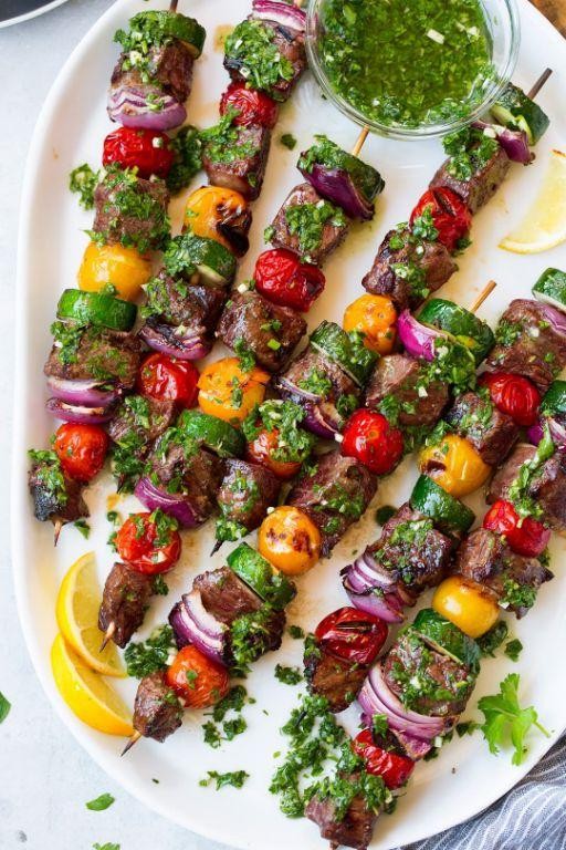 Steak Cube Kebabs with Chimichurri