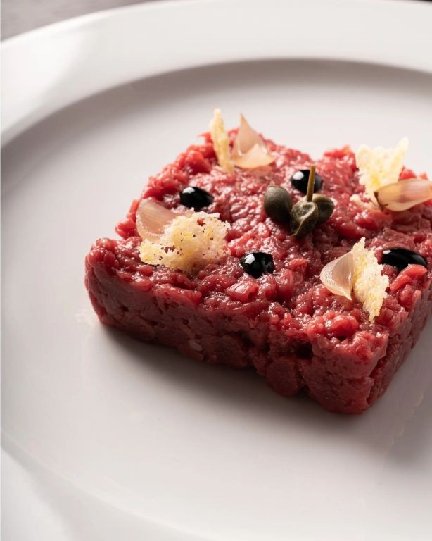 Steak Tartare with Balsamic Glaze and Parmesan