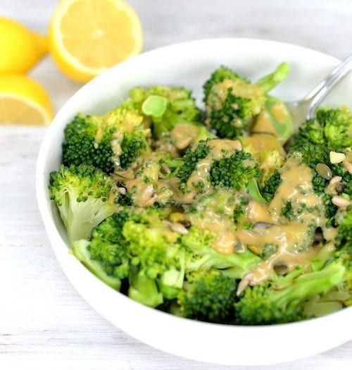 Steamed Broccoli with Tahini Dressing